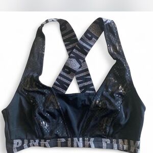 PINK Victoria's Secret Black and Gray Sports Bra